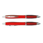 Bolígrafo color rojo promocional de plástico y soporte engomado, Tinta Azul