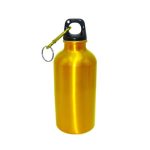 botella amarilla deportiva de aluminio con tapa rosca.
