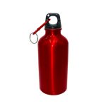 botella roja deportiva de aluminio con tapa rosca.