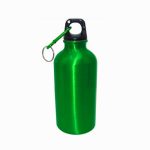 botella verde deportiva de aluminio con tapa rosca.
