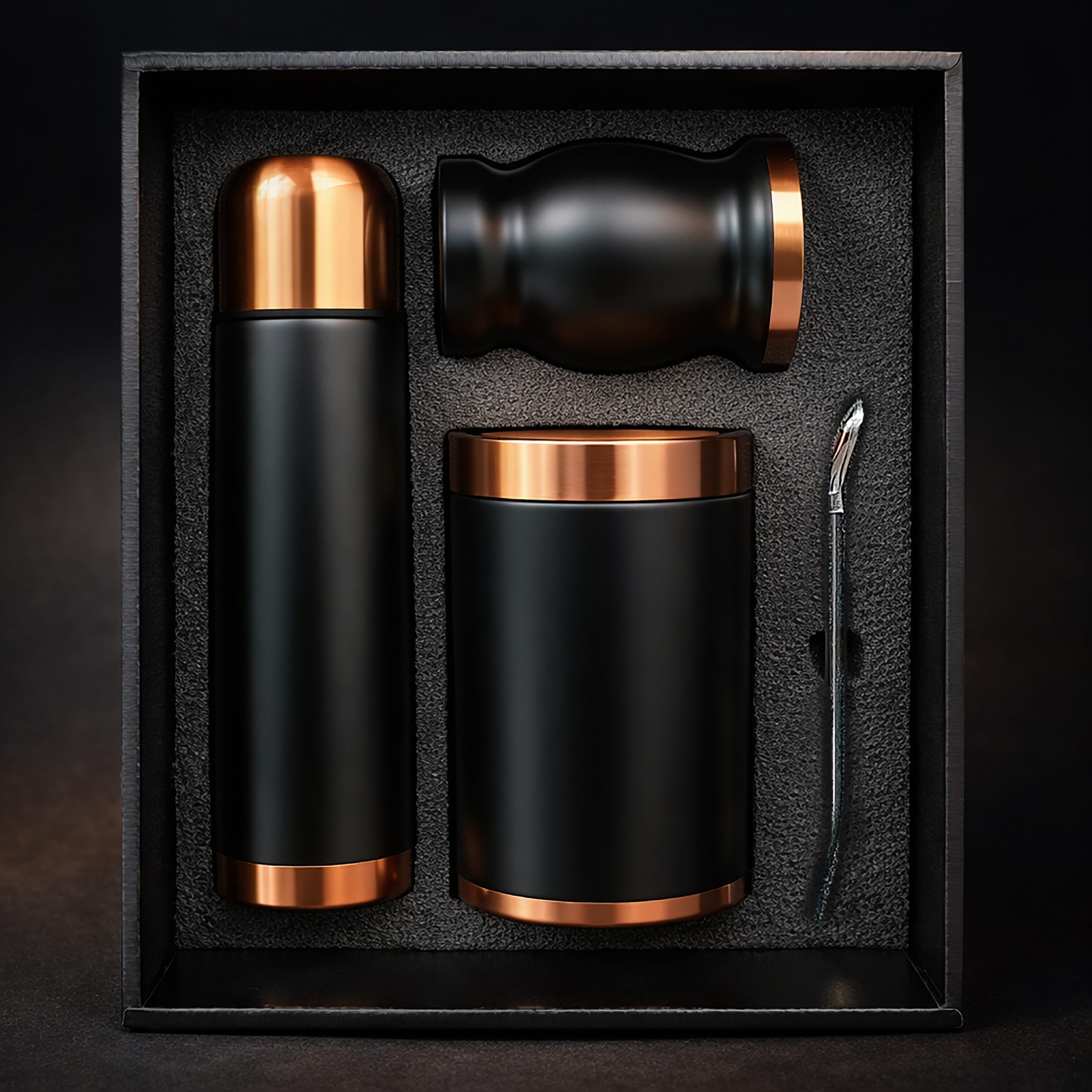 MAT02 POrtada Ok Set de Mate color Negro/Cobre con Bolso MAT02 - Imagen 1