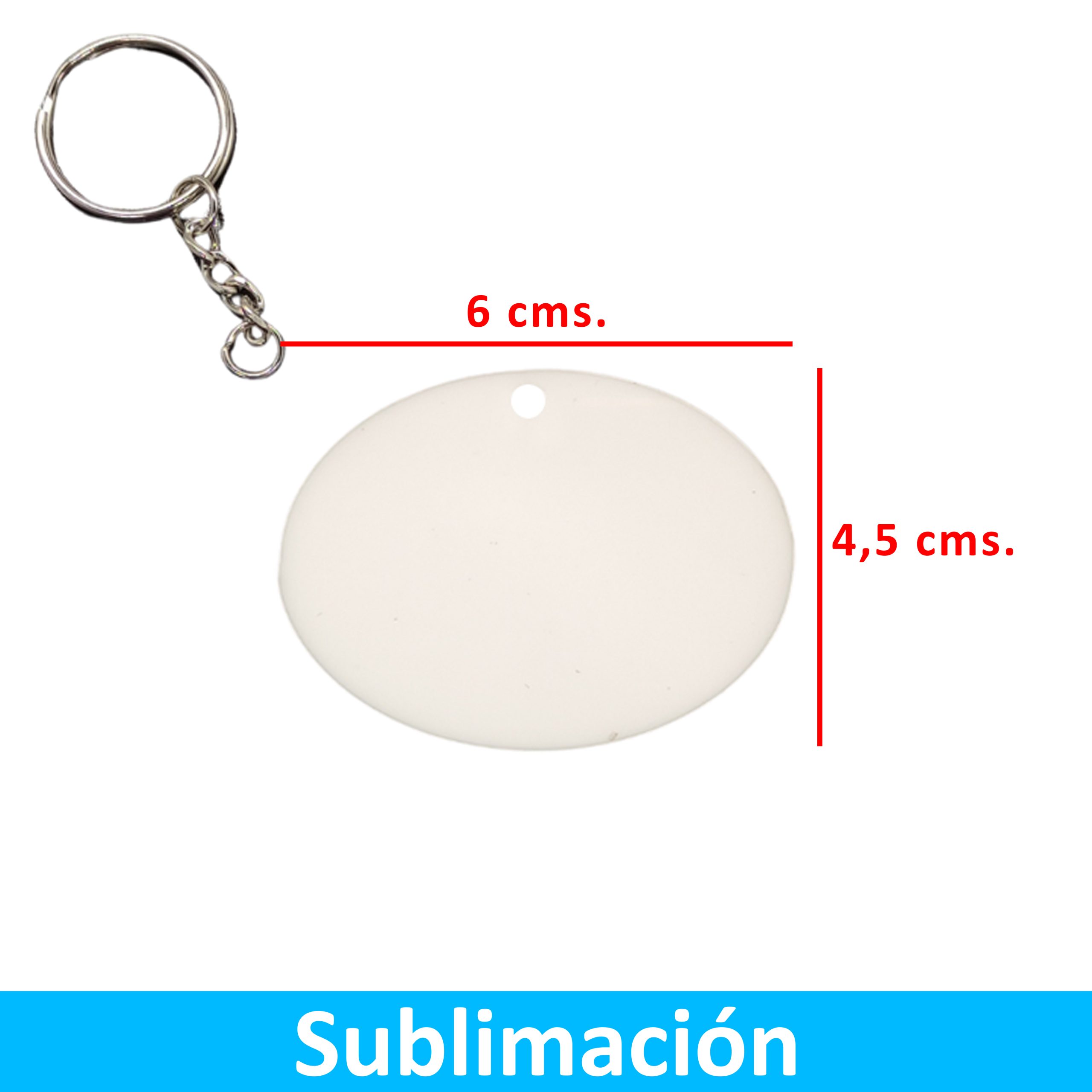 NI30 Ovalado Llavero Acrílico Blanco Sublimable Ovalado NI30 - Imagen 1
