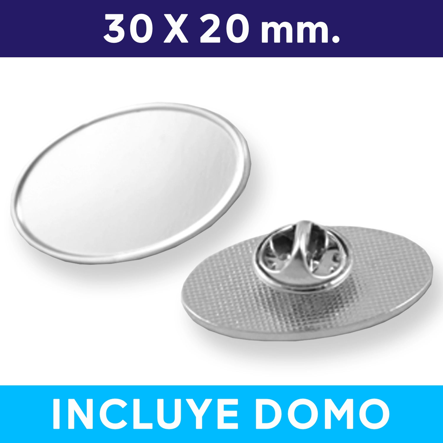 OVA01 Plata Portada Pin con Domo ovalado OVA01 Plata - Imagen 1