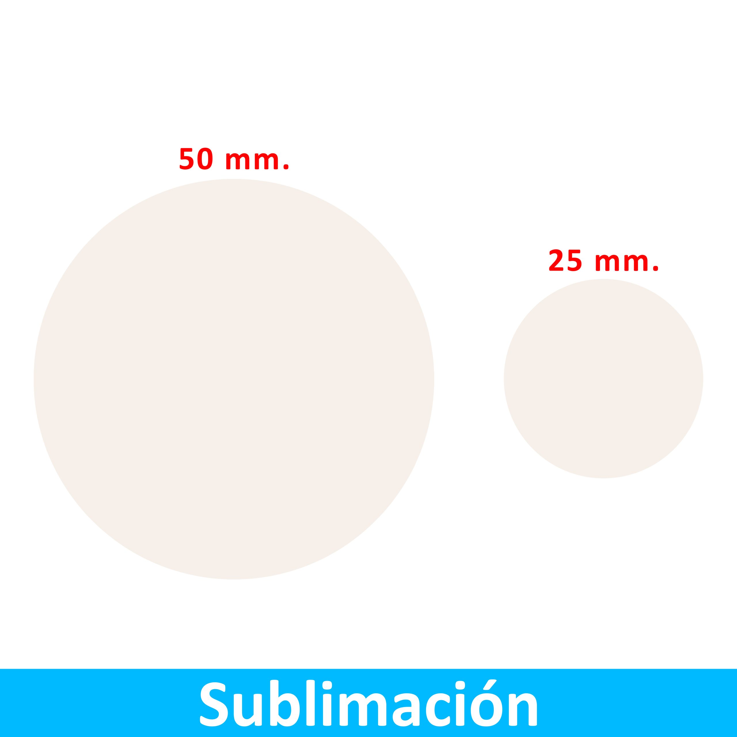 Sello Sublimable Portada Discos Metálicos Sublimables 25mm. y 50mm. Color Blanco - Imagen 1