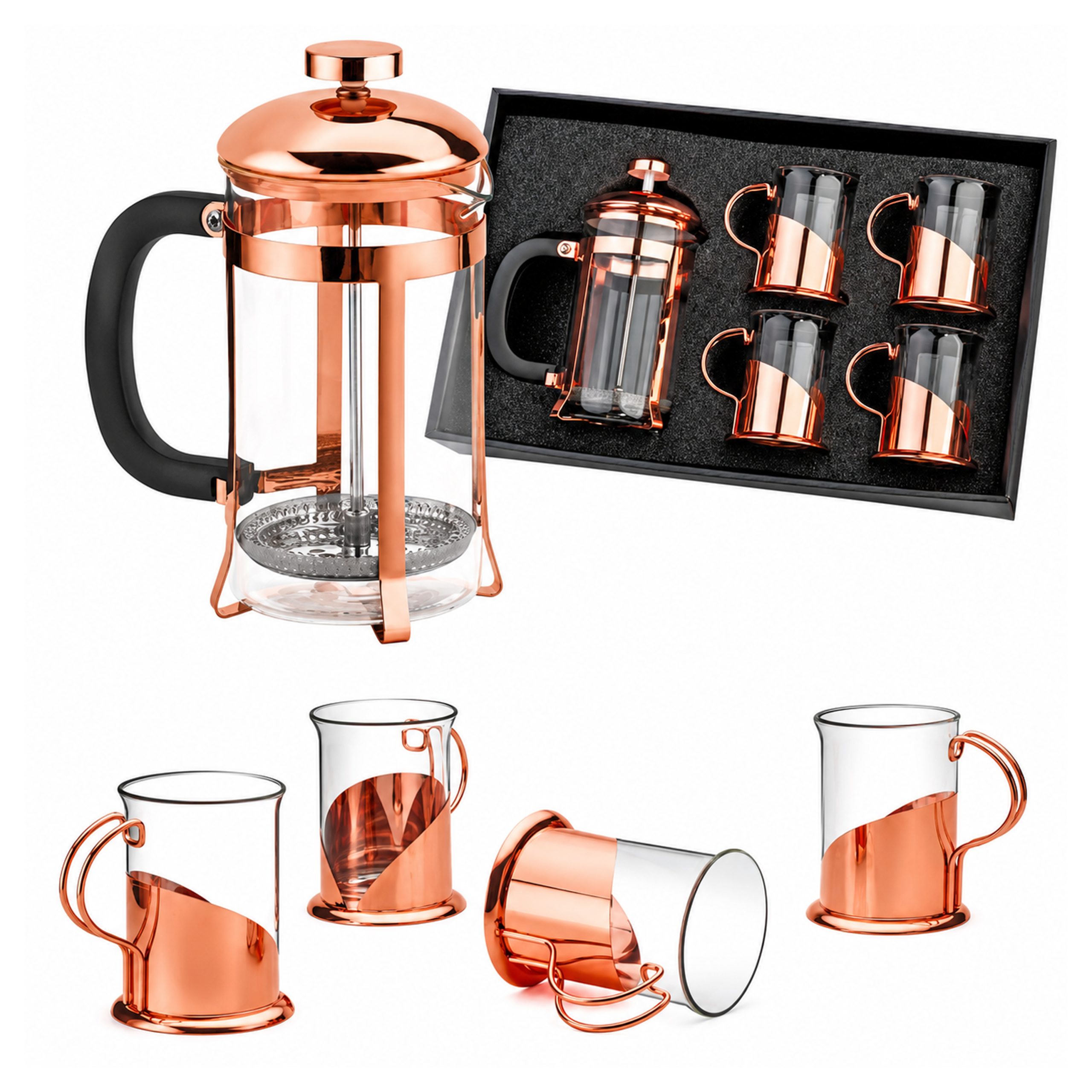 M96 Portada Set de Cafetera Francesa y Tazas Encobrizada M96 - Imagen 1