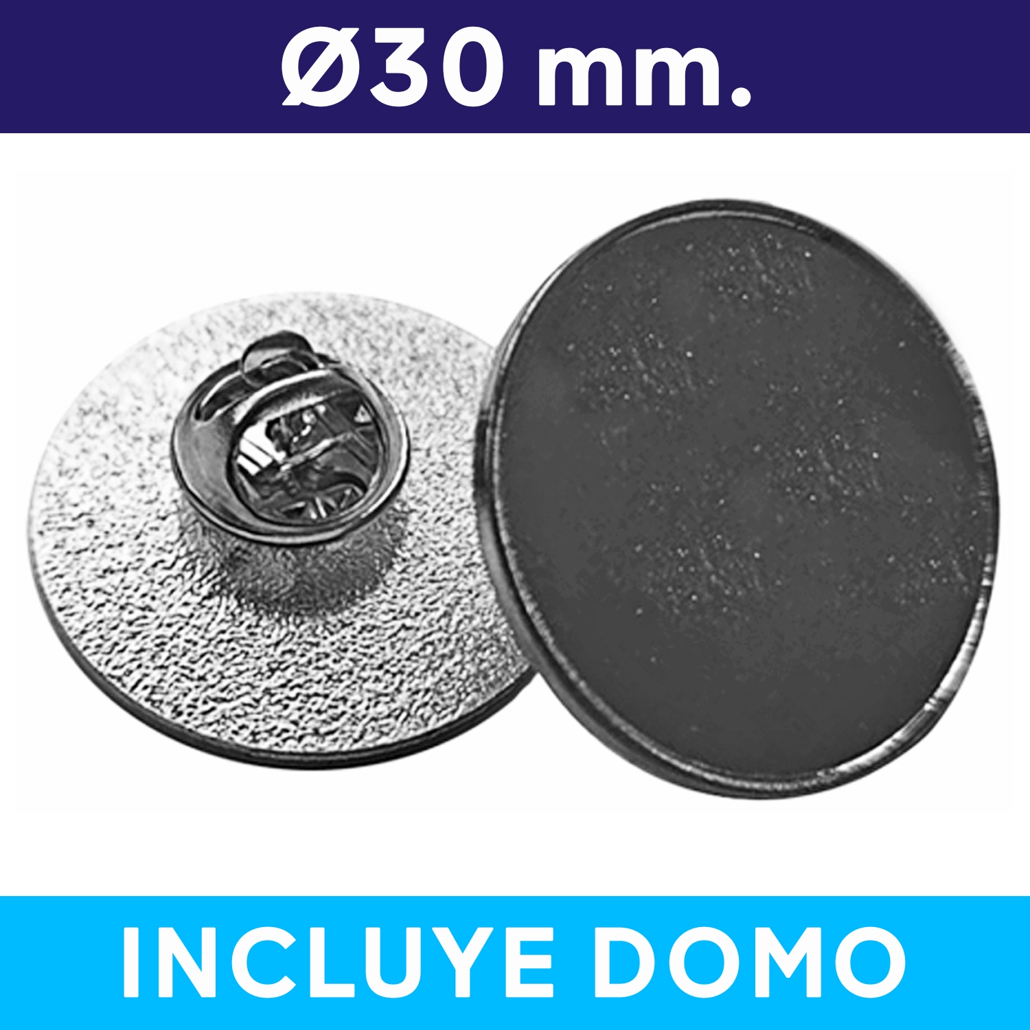 Pin Broche plateado 30mm Portadaa Piocha Broche Redondo Plateado (Pins) 30mm - Imagen 1